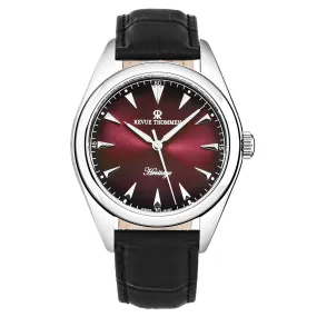 Revue Thommen Men's 'Heritage' Red Dial Black Leather Strap Automatic Watch 21010.2536