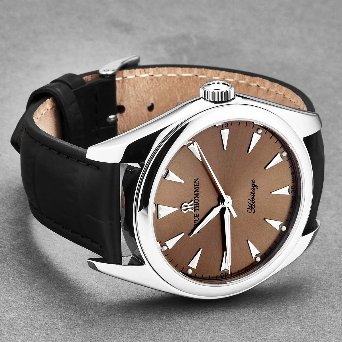 Revue Thommen Men's 'Heritage' Salmon Dial Black Leather Strap Automatic Watch 21010.2539