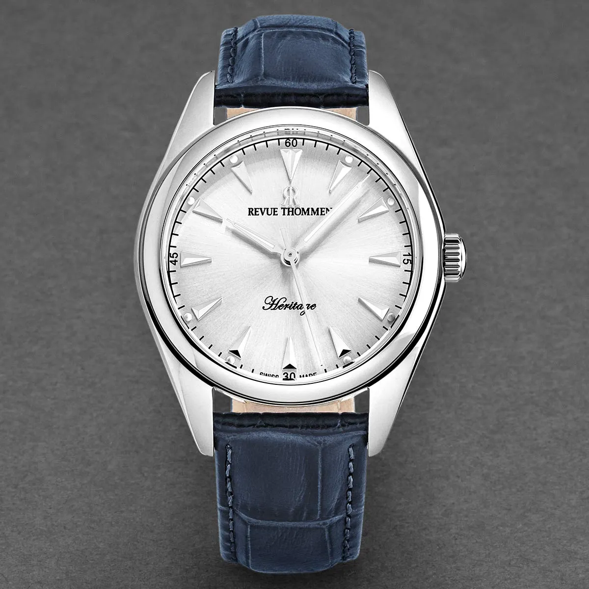 Revue Thommen Men's 'Heritage' Silver Dial Blue Leather Strap Automatic Watch 21010.2525