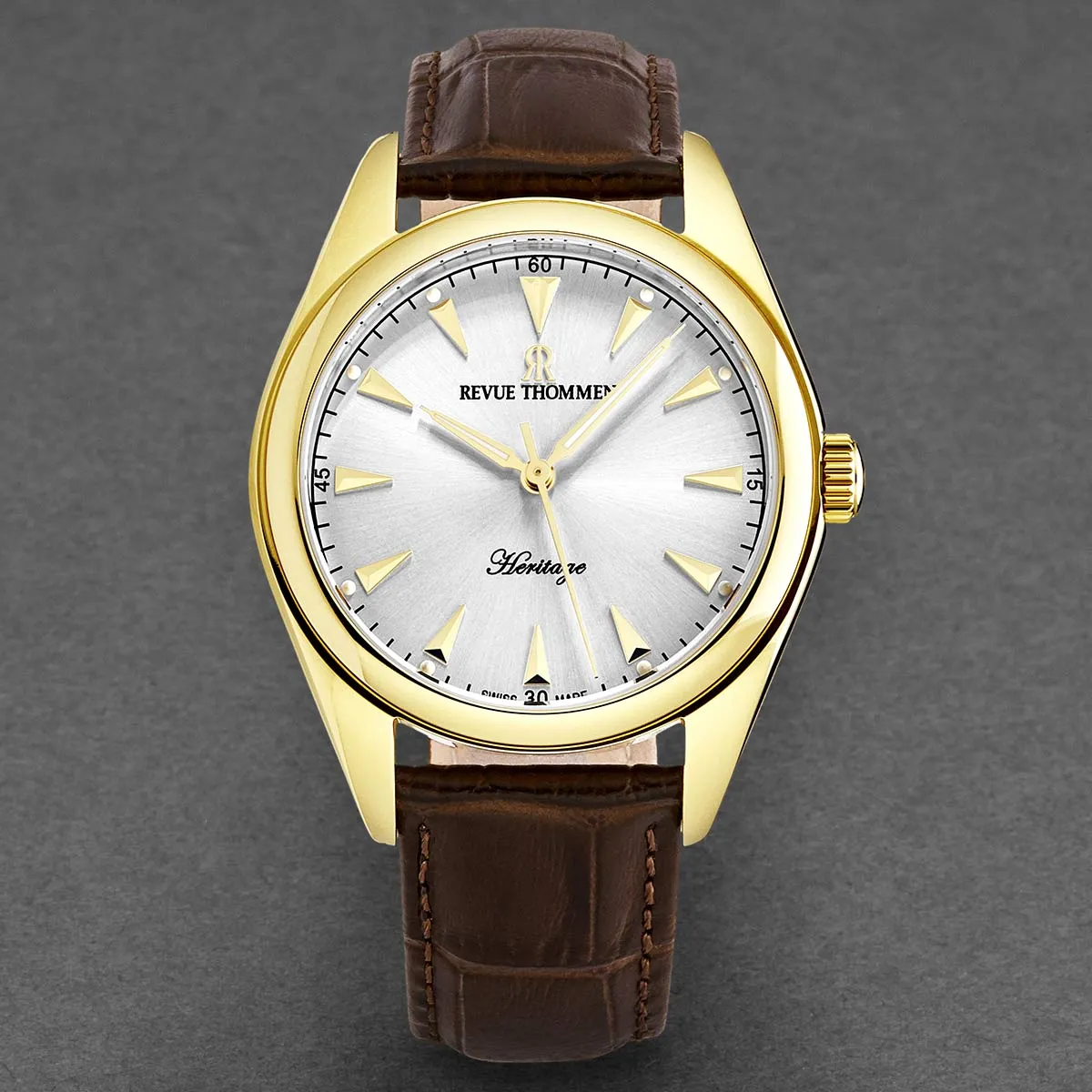 Revue Thommen Men's 'Heritage' Silver Dial Brown Leather Strap Automatic Watch 21010.2512