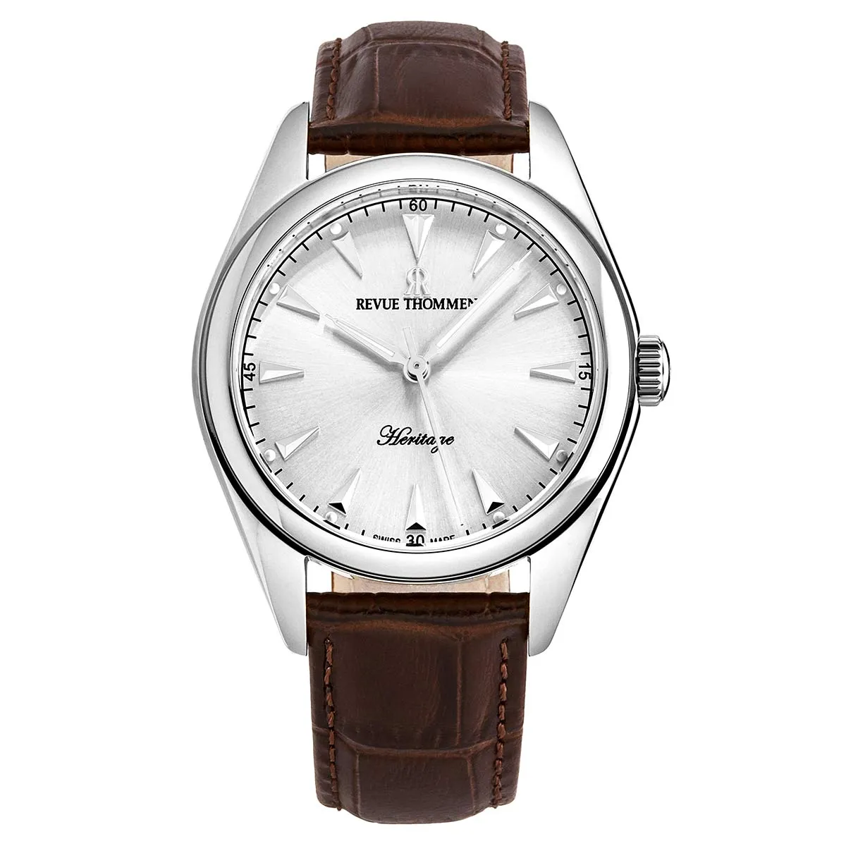 Revue Thommen Men's 'Heritage' Silver Dial Brown Leather Strap Automatic Watch 21010.2533