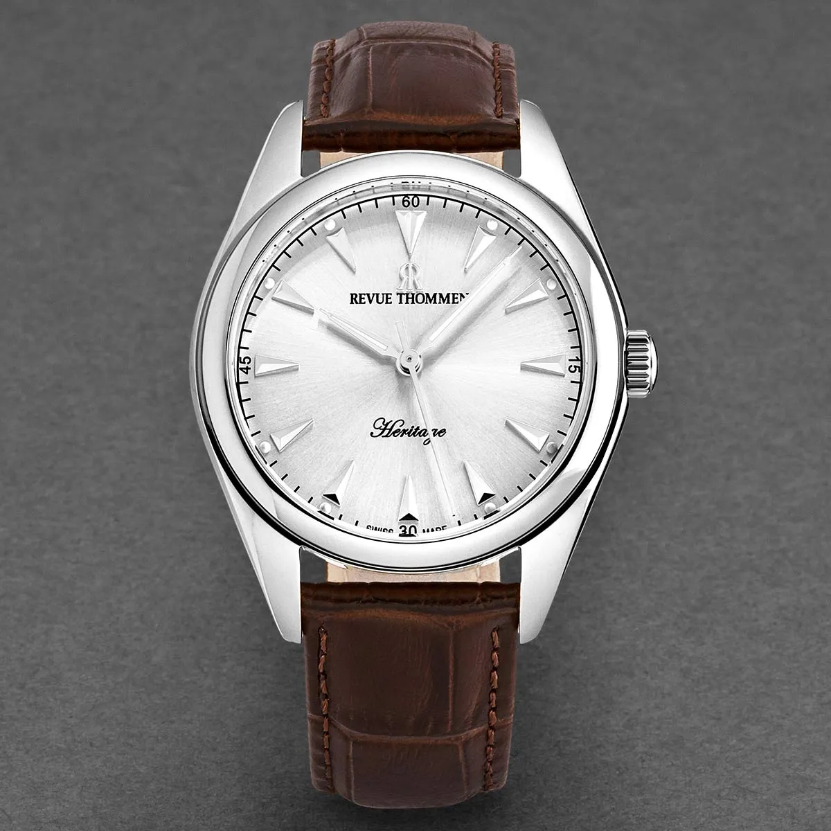 Revue Thommen Men's 'Heritage' Silver Dial Brown Leather Strap Automatic Watch 21010.2533