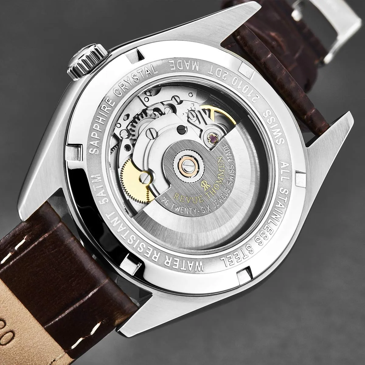 Revue Thommen Men's 'Heritage' Silver Dial Brown Leather Strap Automatic Watch 21010.2533