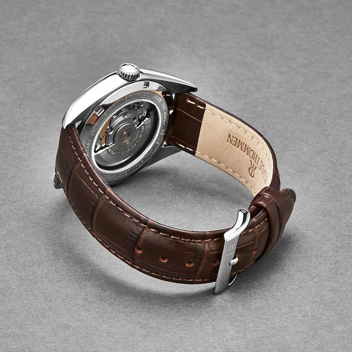 Revue Thommen Men's 'Heritage' Silver Dial Brown Leather Strap Automatic Watch 21010.2533