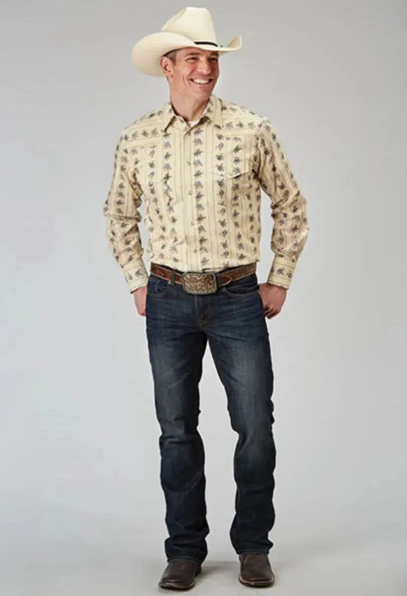 Roper Floral Stripe (Yellow) - Men's Western Shirt