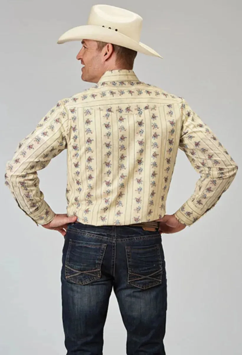 Roper Floral Stripe (Yellow) - Men's Western Shirt