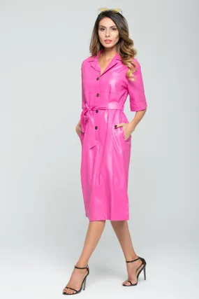 Rouge Pink Button-up Midi Shirt Dress