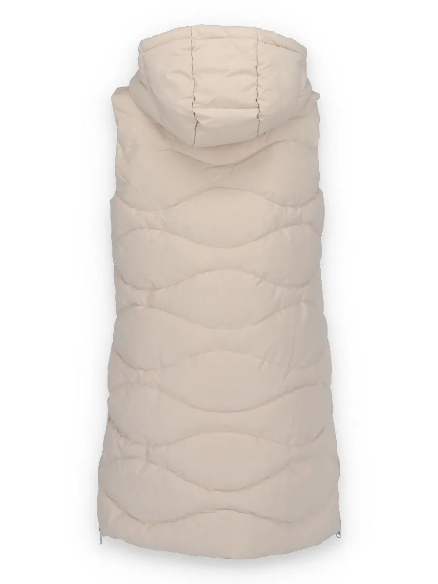 Saturne Long Quilted Gilet  Lh229 Beige