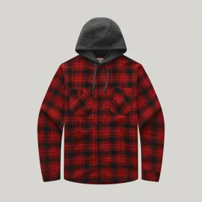 Sherpa Bonded Hooded Flannel Shirt Jacket