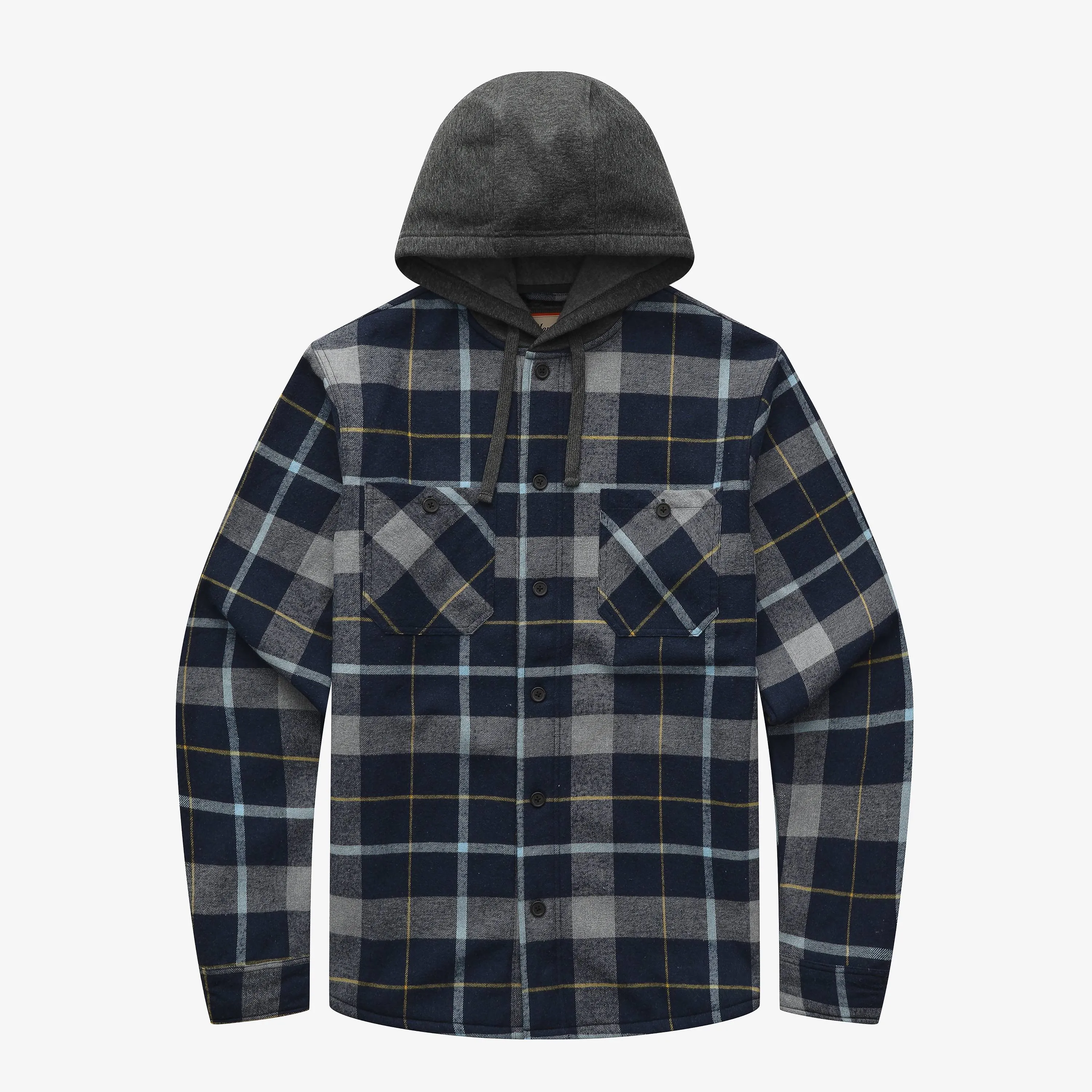 Sherpa Bonded Hooded Flannel Shirt Jacket