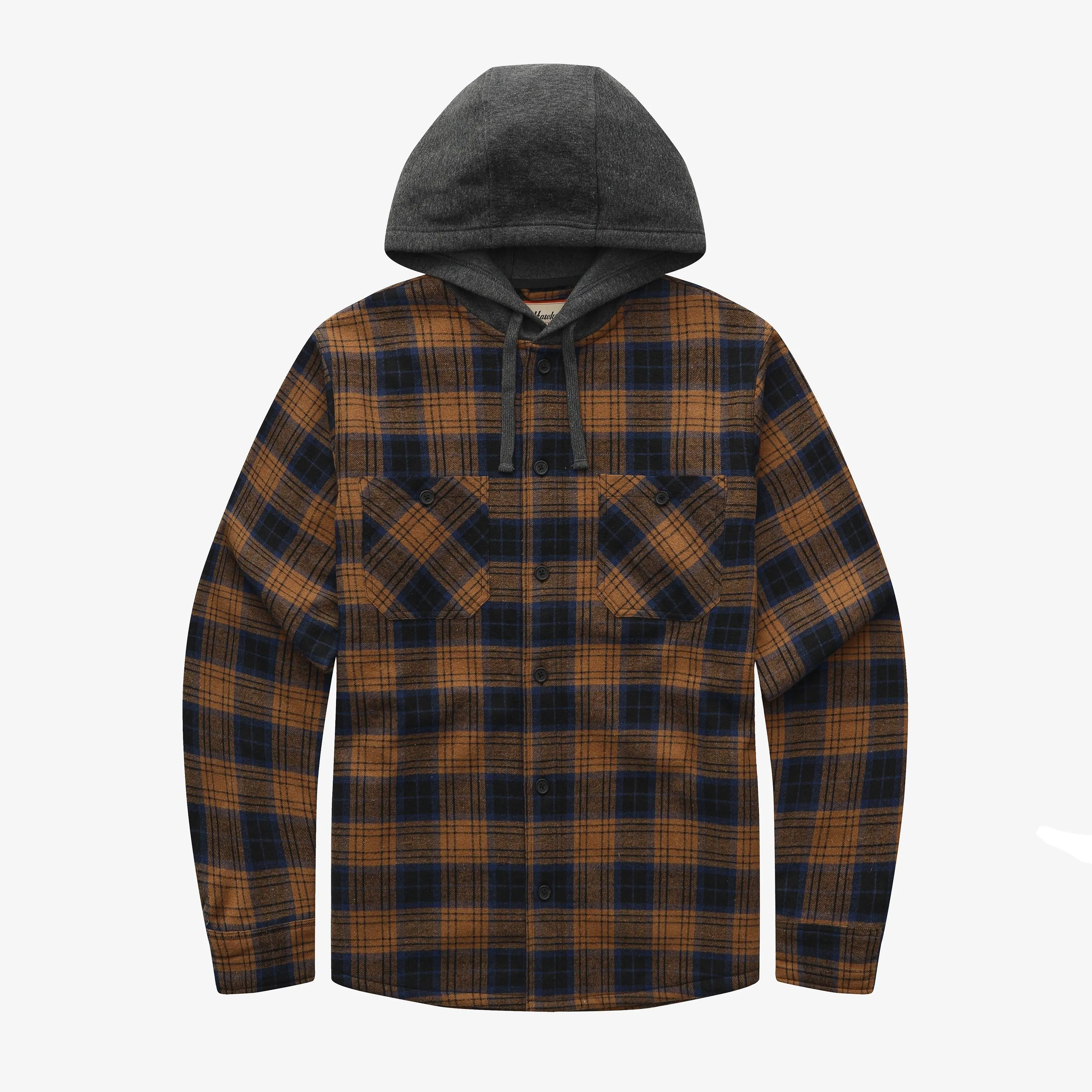 Sherpa Bonded Hooded Flannel Shirt Jacket