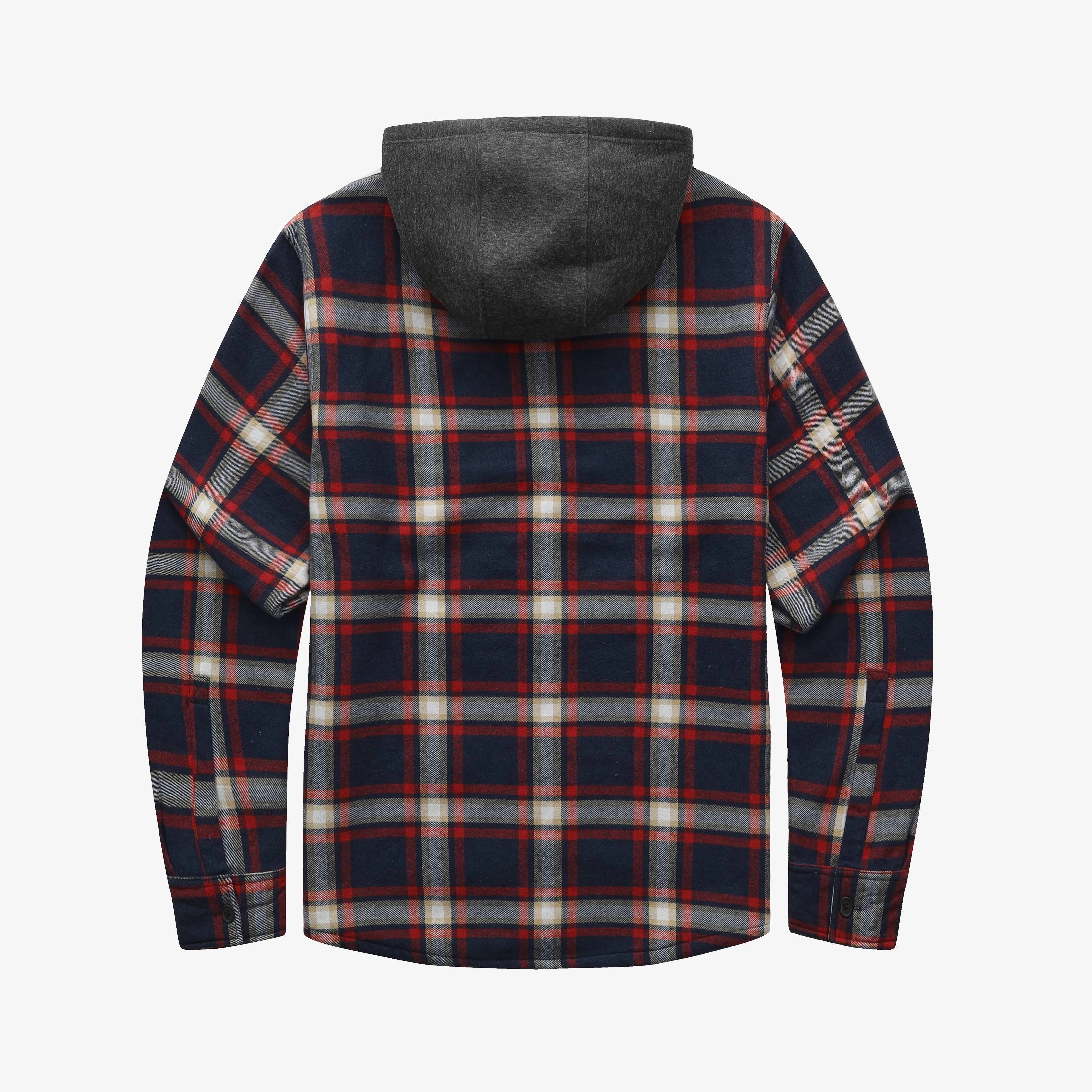 Sherpa Bonded Hooded Flannel Shirt Jacket