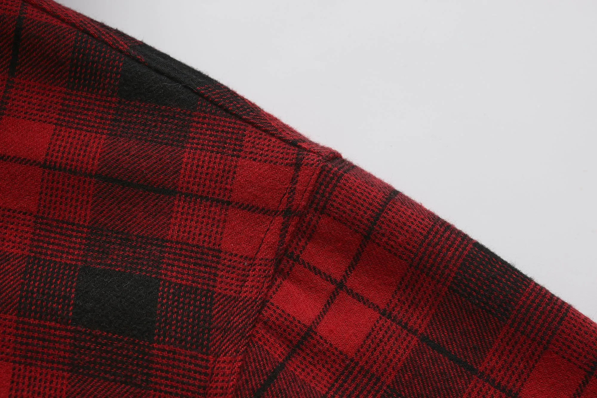 Sherpa Bonded Hooded Flannel Shirt Jacket