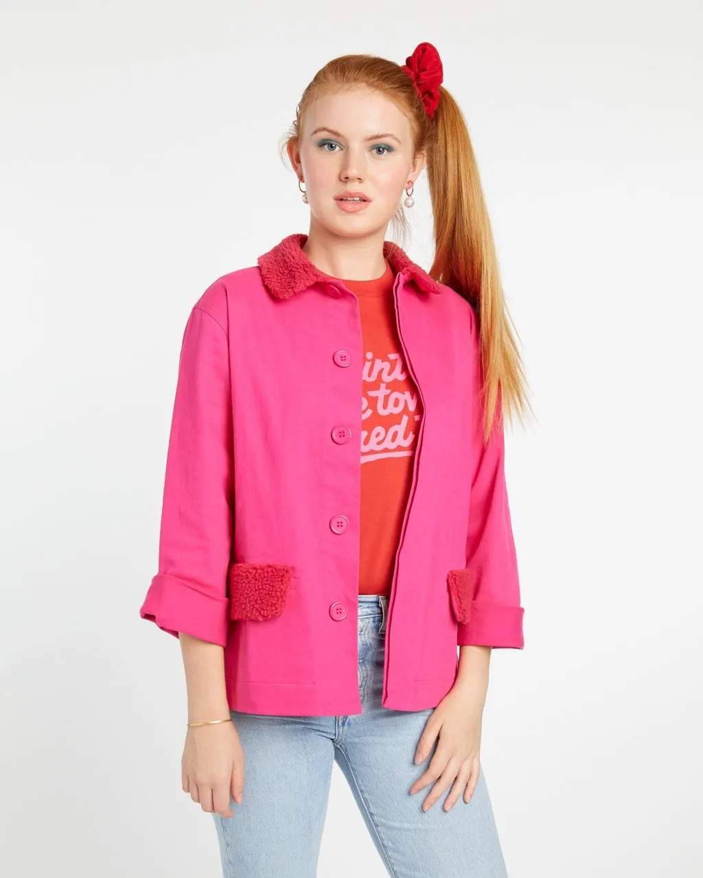 Sherpa Work Jacket - Hot Pink