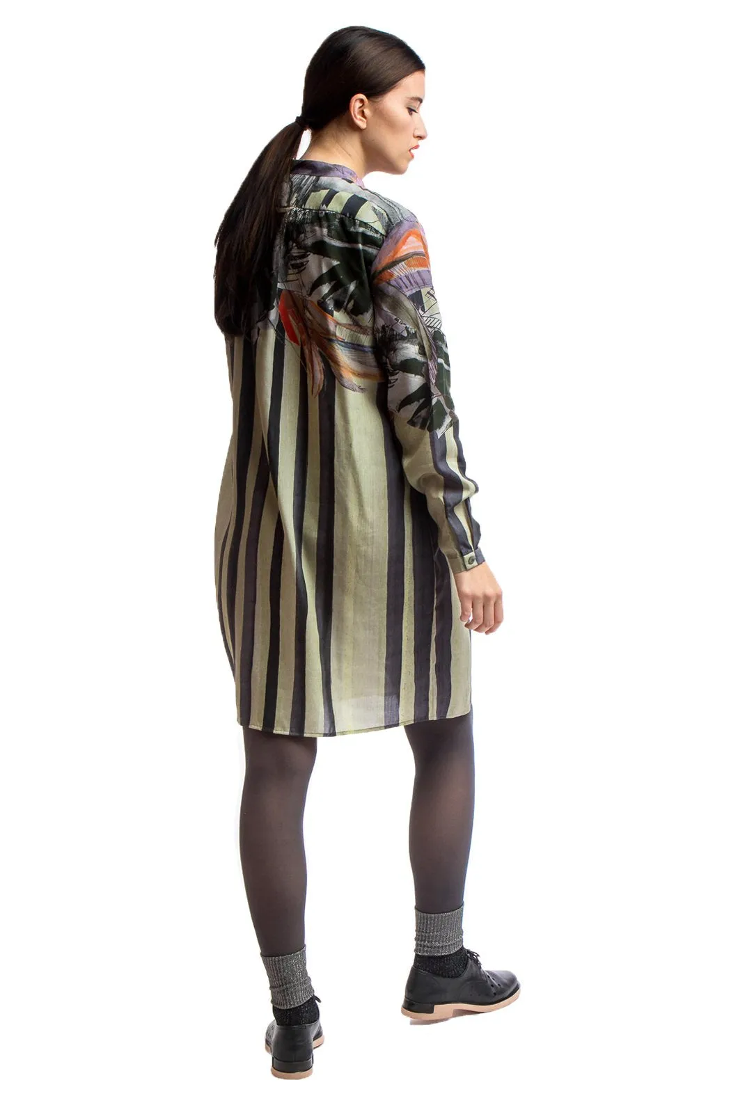 Shirt Dress Print-Beige