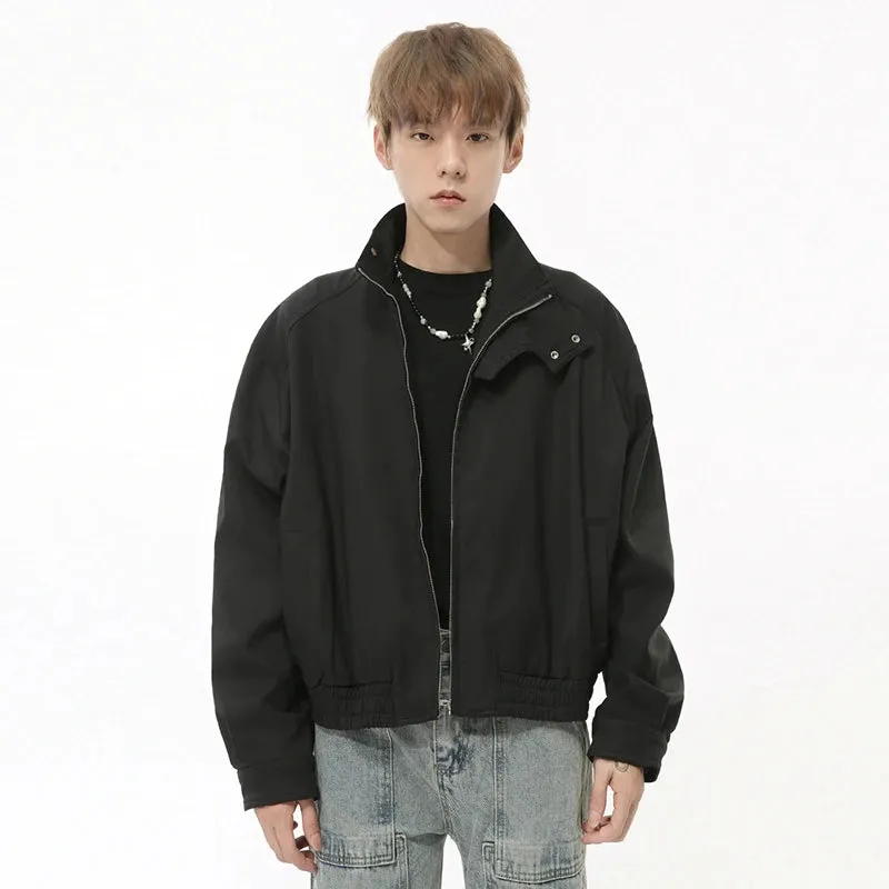 Solid Turn-down Collar Loose Jacket