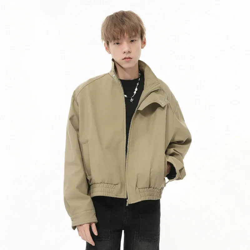 Solid Turn-down Collar Loose Jacket