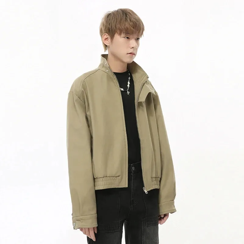 Solid Turn-down Collar Loose Jacket