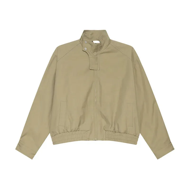 Solid Turn-down Collar Loose Jacket