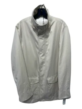 Suitsupply Size 38/0 Cream Polyester & Nylon Zip Up Hood Raincoat Trench Jacket