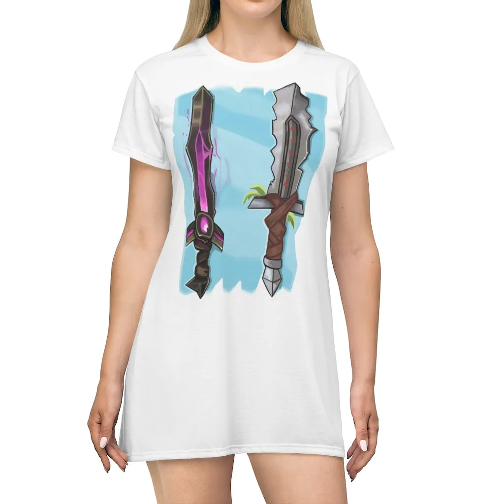 Swords All Over Print T-Shirt Dress