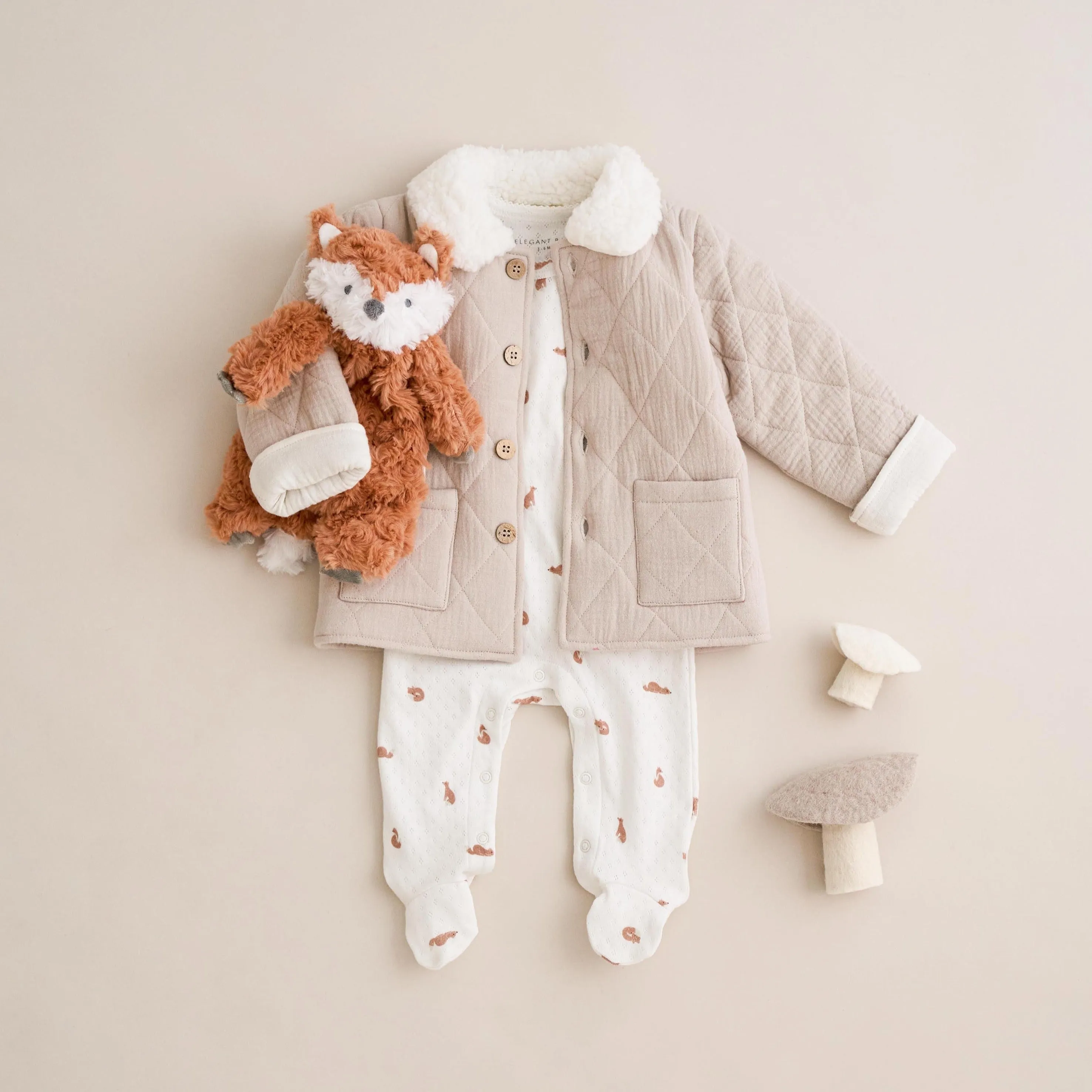 Taupe Organic Muslin Quilted Jacket