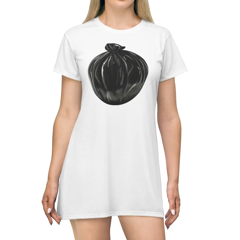 Trash Bag All Over Print T-Shirt Dress