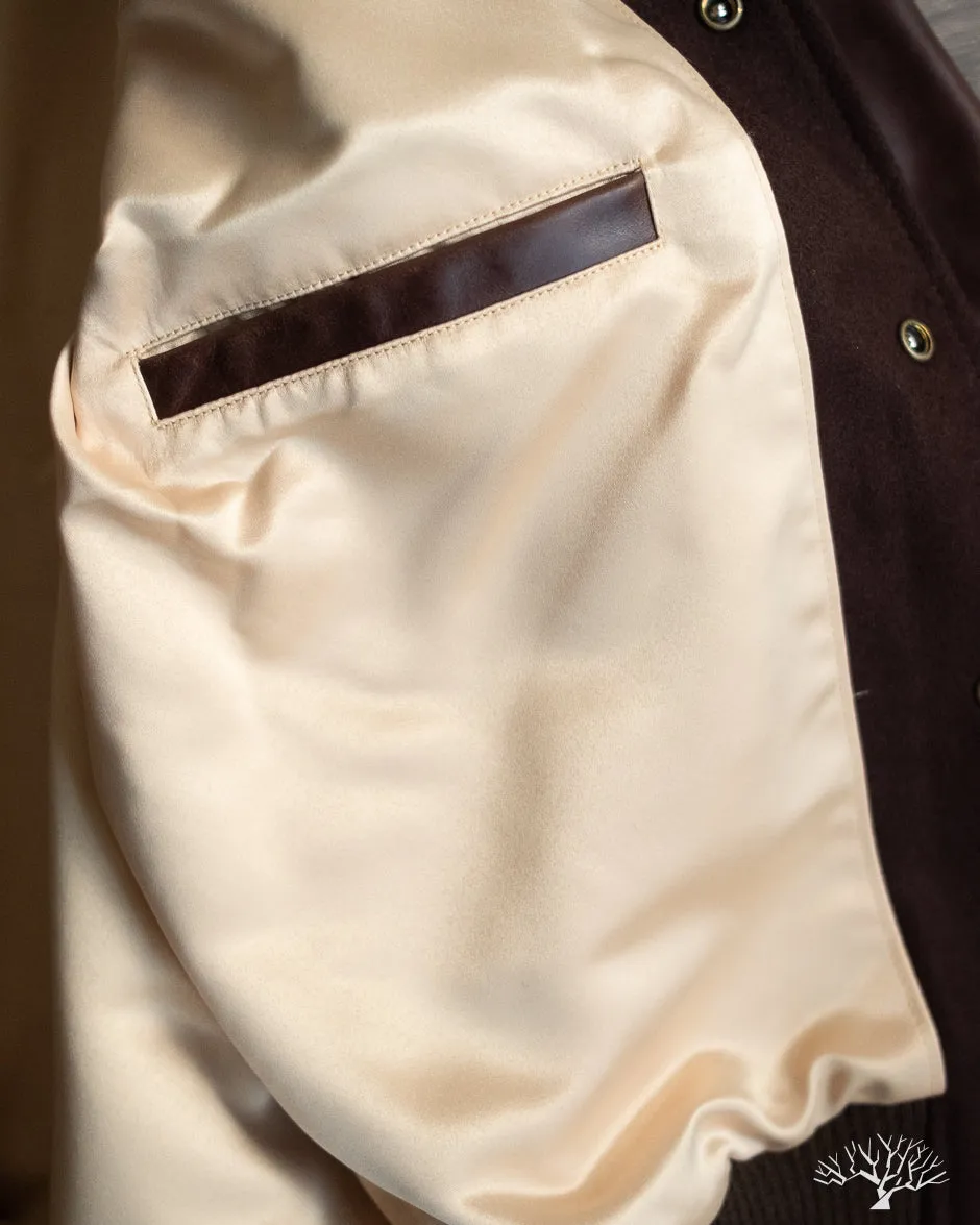 Varsity Jacket - Brown Melton / Antique Brandy Leather