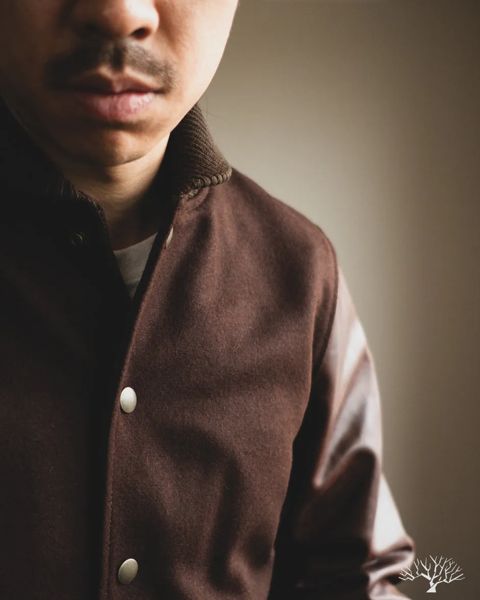 Varsity Jacket - Brown Melton / Antique Brandy Leather