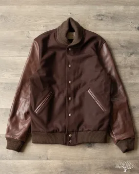 Varsity Jacket - Brown Melton / Antique Brandy Leather