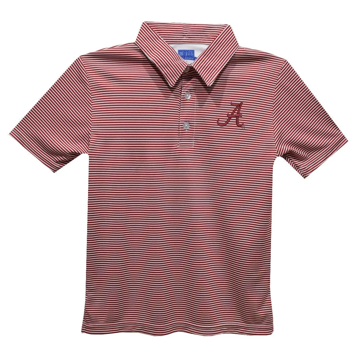 Vive La Fete Alabama Crimson Tide Embroidered Red Stripes Short Sleeve Polo Box Shirt 5106