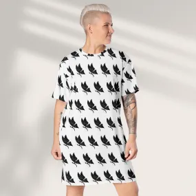 White Comfy T-Shirt Dress I Artistic Printed T-Shirt Dress | Unique Fashion at Apparelhue